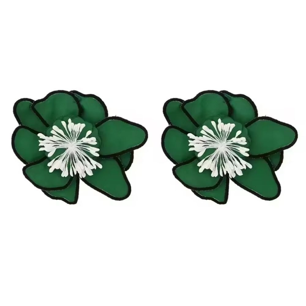 New ZARA Emerald Green Floral Statement Earrings
